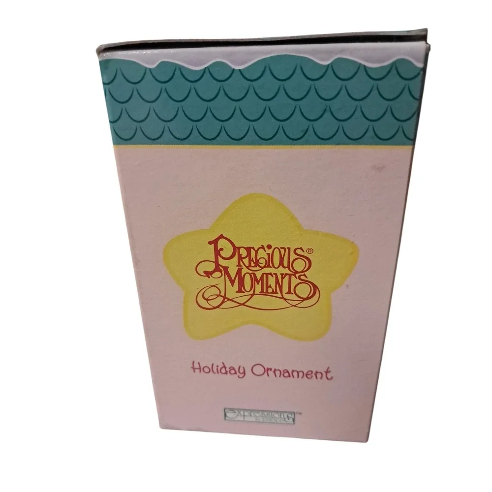 VTG 1995 Precious Moments Christmas Ornament Girl Green Stocking 182370 Boxed